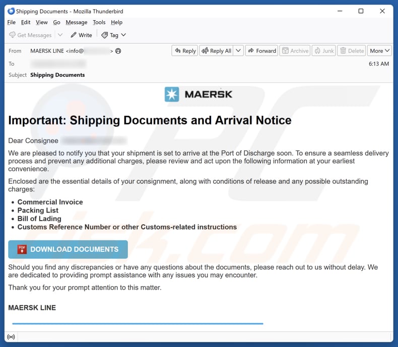 Email Account Failure Notice e-mailspamcampagne