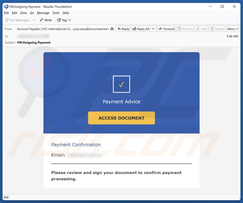 Email Account Failure Notice e-mailspamcampagne