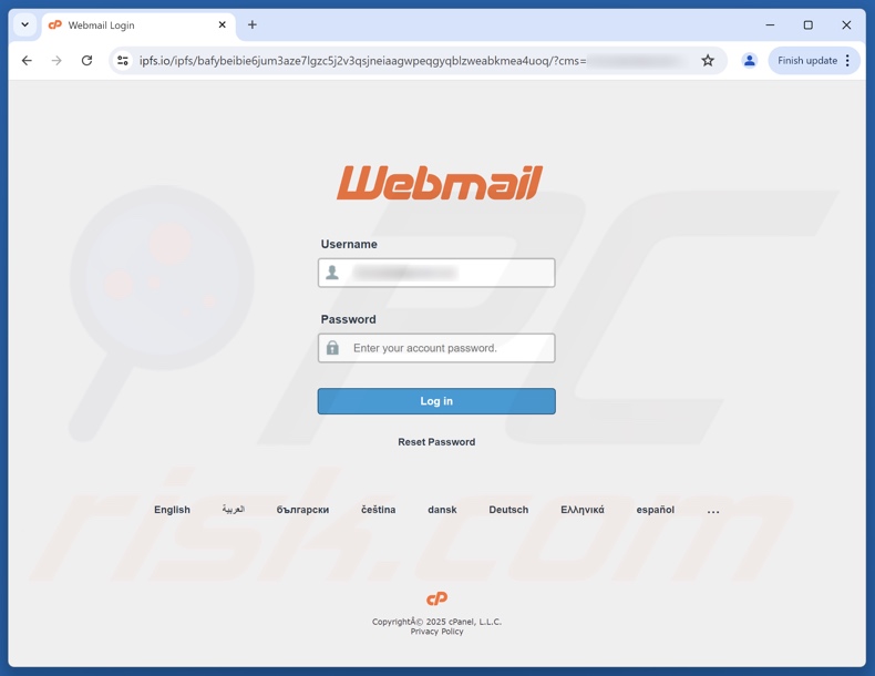 Pending Email Release frauduleuze e-mail promootte phishing website