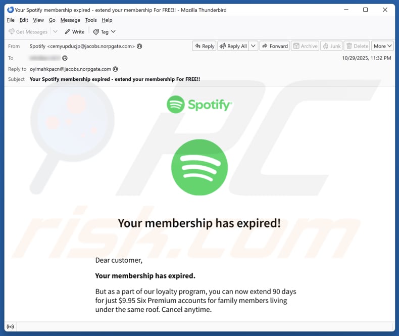 Email Account Failure Notice e-mailspamcampagne