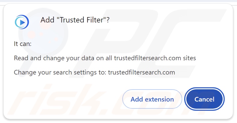 Trusted Filter browser hijacker asking for permissions