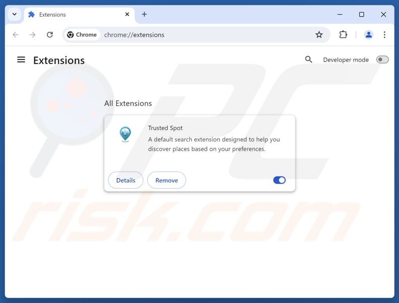 Trustedspotsearch.com-gerelateerde Google Chrome-extensies verwijderen