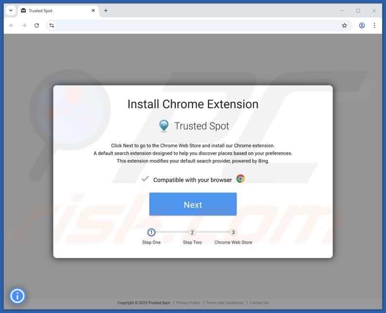 Website gebruikt om Trusted Spot-browserkaper te promoten
