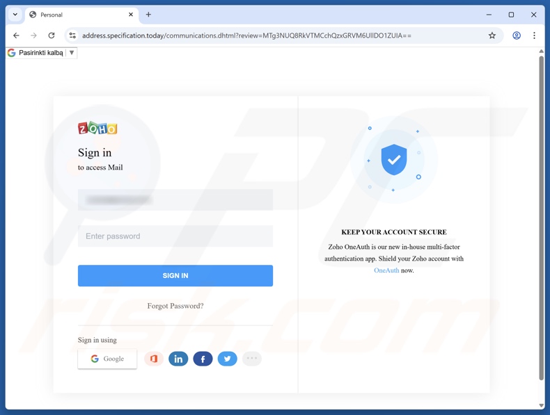 Your Mail Is On Hold frauduleuze e-mail promootte phishing website