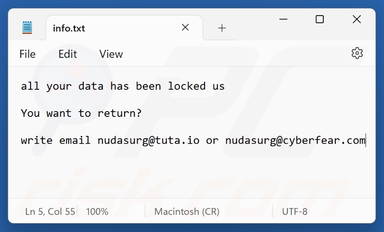 Zeo ransomware tekstbestand (info.txt)