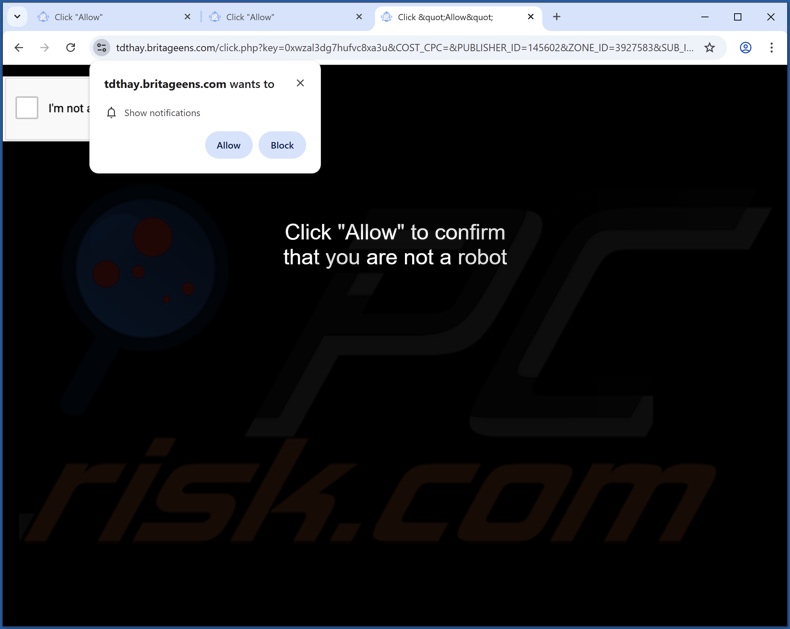 britageens[.]com pop-up omleidingen