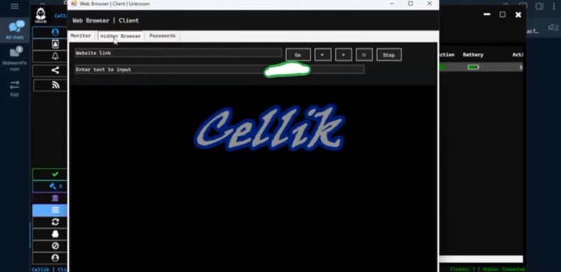 Cellik RAT verborgen browser