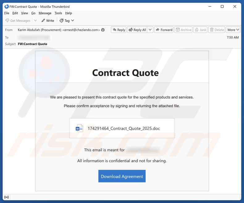 Contract Quote e-mailspamcampagne