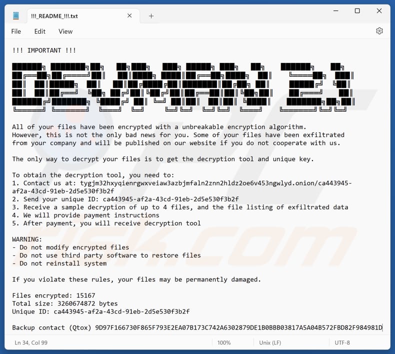 DEVMAN 21 ransomware tekstbestand (!!!_README_!!!.txt)
