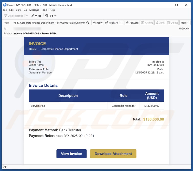HSBC - Invoice Details e-mailspamcampagne