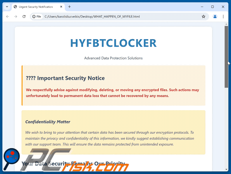 HYFBTCLOCKER ransomware losgeldbrief (WHAT_HAPPEN_OF_MYFILE.html) GIF