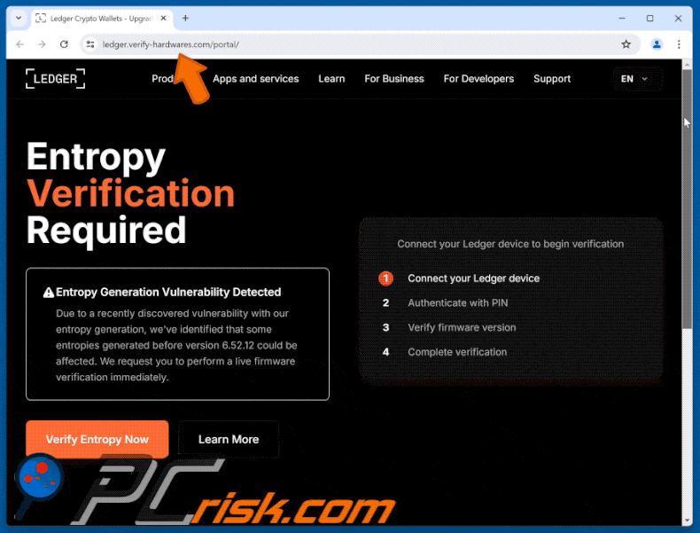 Ledger - Critical Security Vulnerability e-mailzwendel valse website-uitstraling