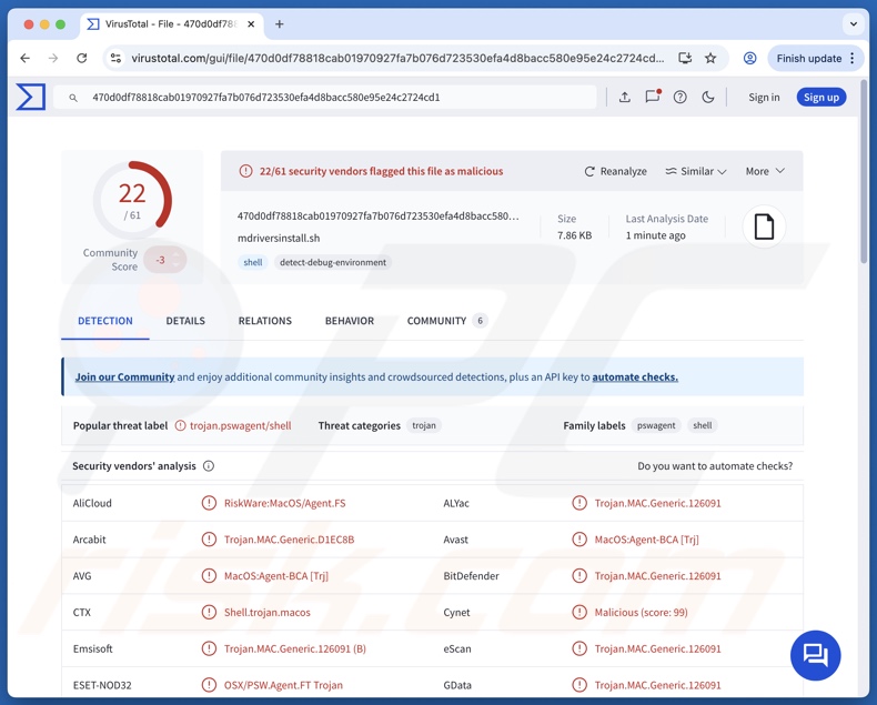 NovaStealer malwaredetecties op VirusTotal