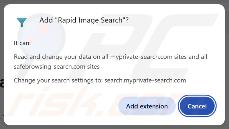 Rapid Image Search browserkaper vraagt om toestemming