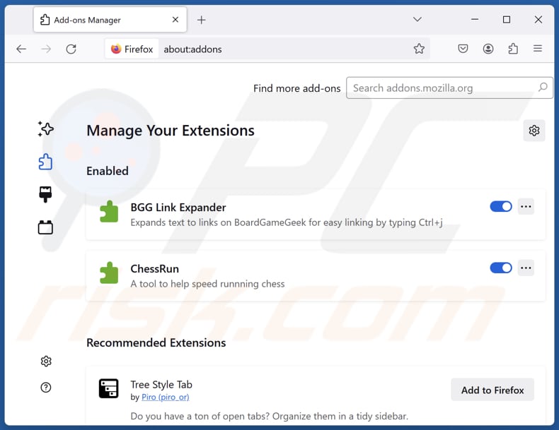 Verwijderen van search.searchsafe.tech gerelateerde Mozilla Firefox-extensies