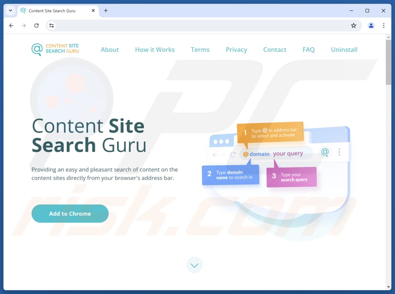 Website gebruikt om Content Site Search Guru browserkaper te promoten