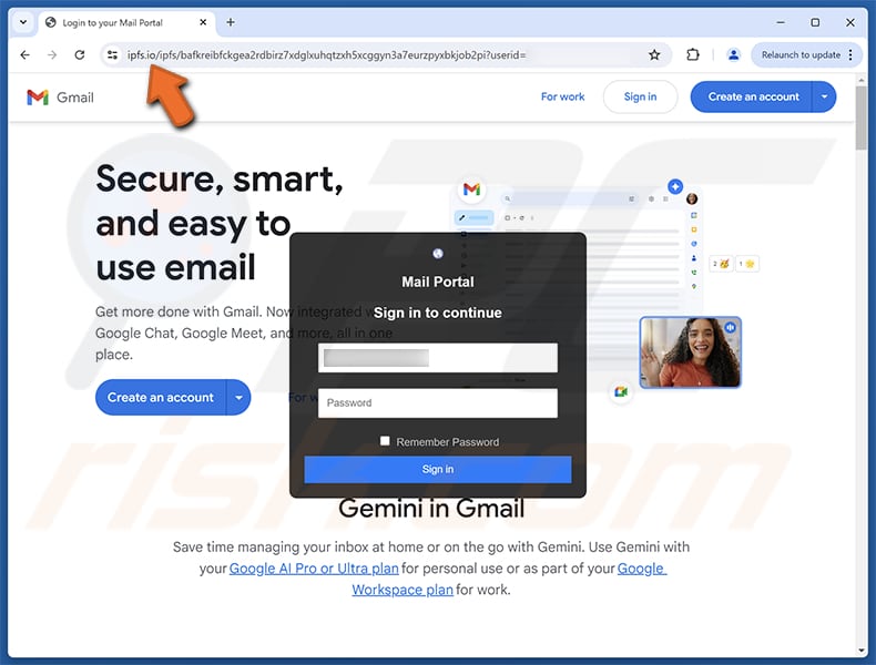 Security Warning E-mailzwendel valse website