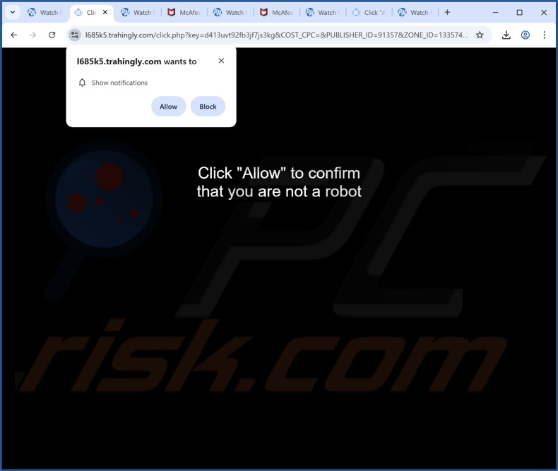 trahingly[.]com pop-up omleidingen