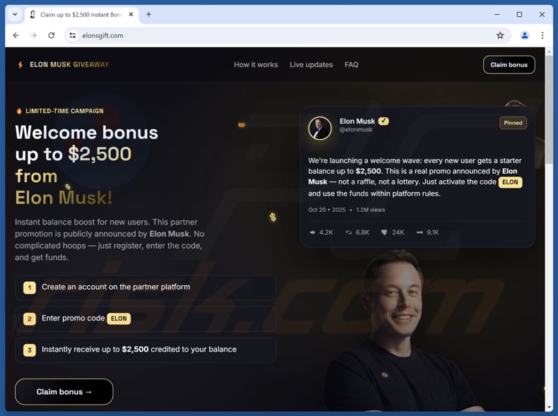 Elon Musk Giveaway fraude