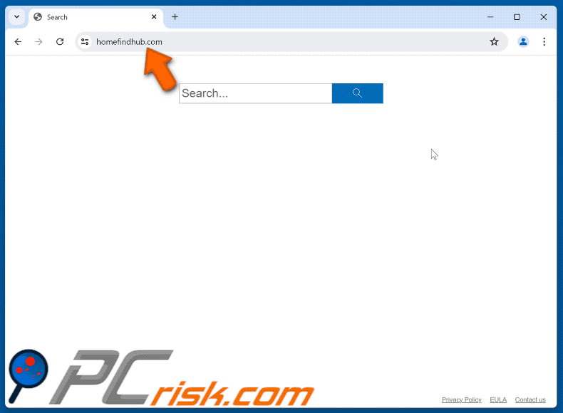 homefindhub.com wordt omgeleid via websearchesportal.com naar Bing (GIF)