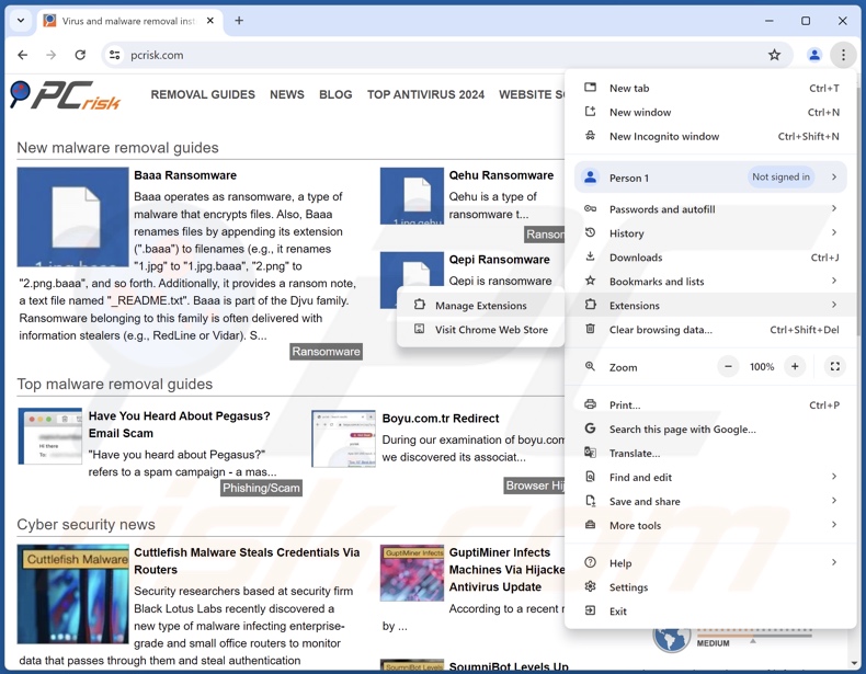Frauduleuze extensies verwijderen uit Google Chrome stap 1