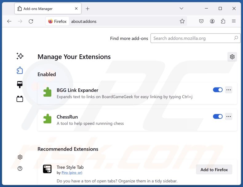 Frauduleuze extensies verwijderen uit Mozilla Firefox stap 2