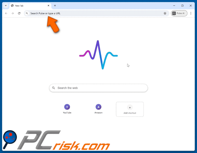 Weergave van Pulse dat omleidt via mypulsehome.com naar Yahoo (GIF)