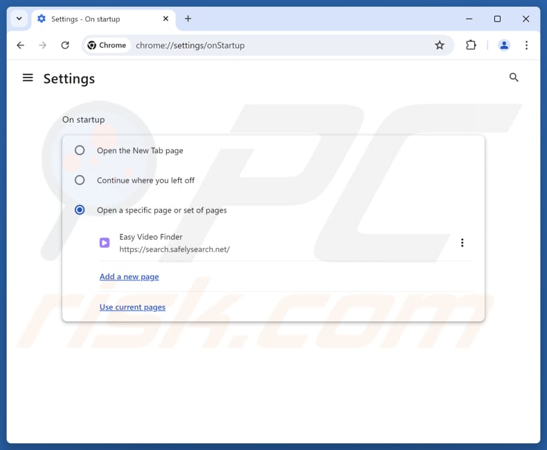 search.safelysearch.net verwijderen van de startpagina van Google Chrome