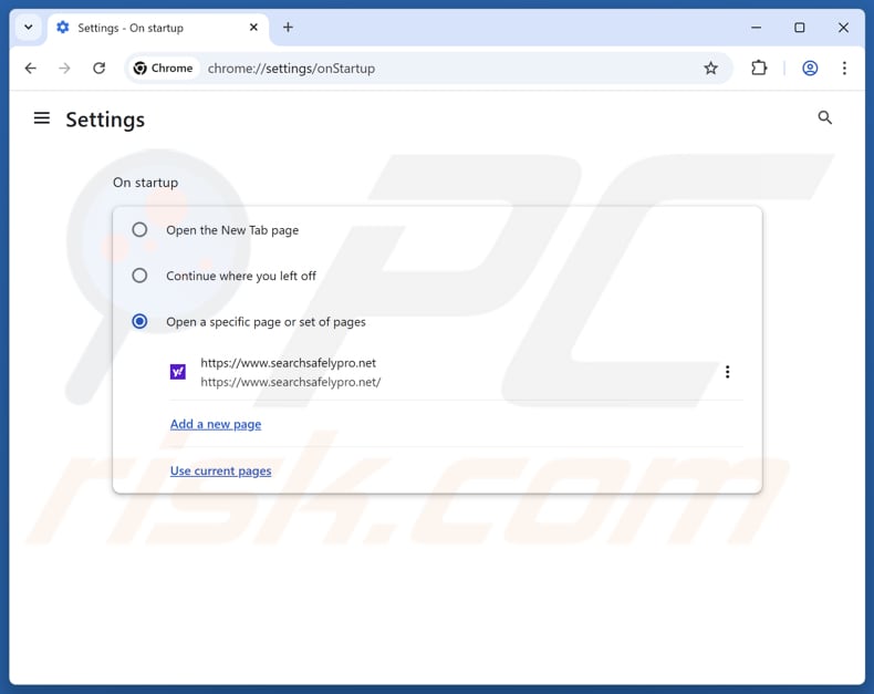 Searchsafelypro.net verwijderen van de startpagina van Google Chrome