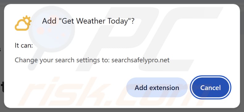 Get Weather Today browserkaper vraagt om toestemming