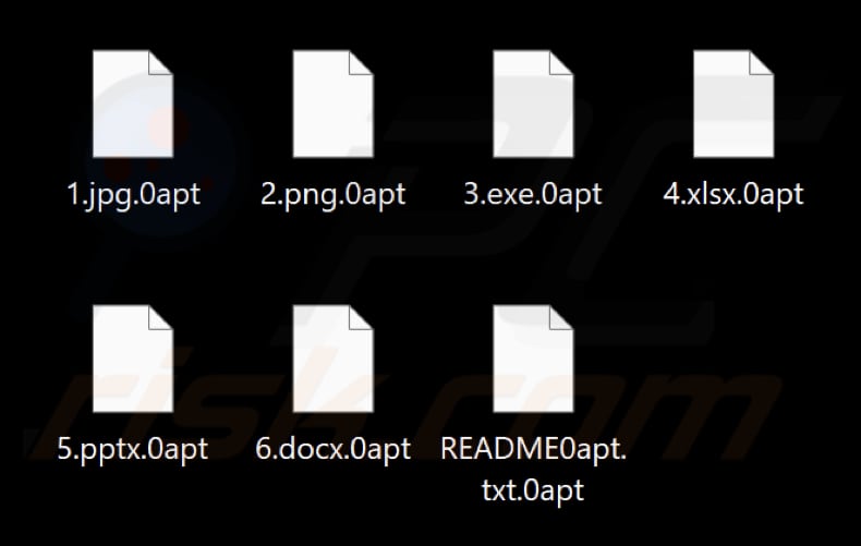 Bestanden versleuteld door 0apt Locker ransomware (extensie .0apt)