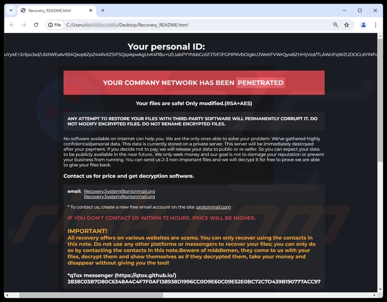 Chip ransomware tekstbestand