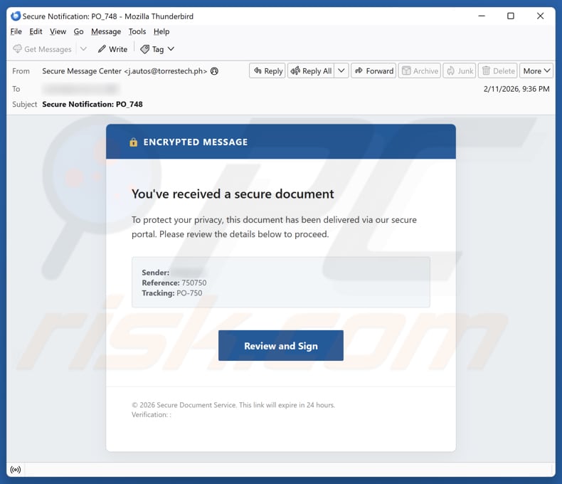 You've Received A Secure Document e-mailspamcampagne