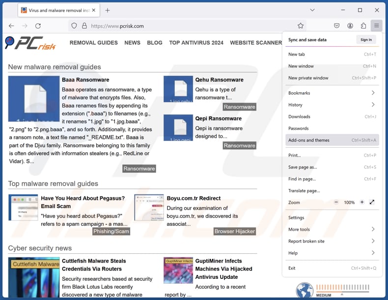 De extensie Valse Google Docs Offline verwijderen uit Mozilla Firefox: stap voor stap 1