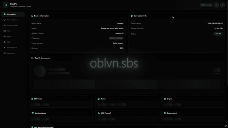 Oblivion RAT bron van het paneel (iverify.io)