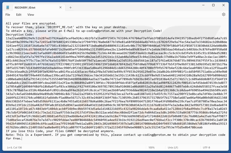 PCLocked ransomware tekstbestand (RECOVERY_ID.txt)