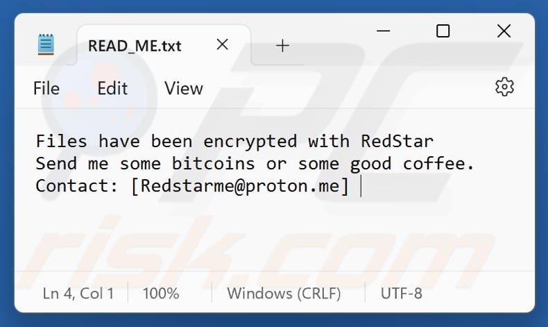 RedStar ransomware tekstbestand