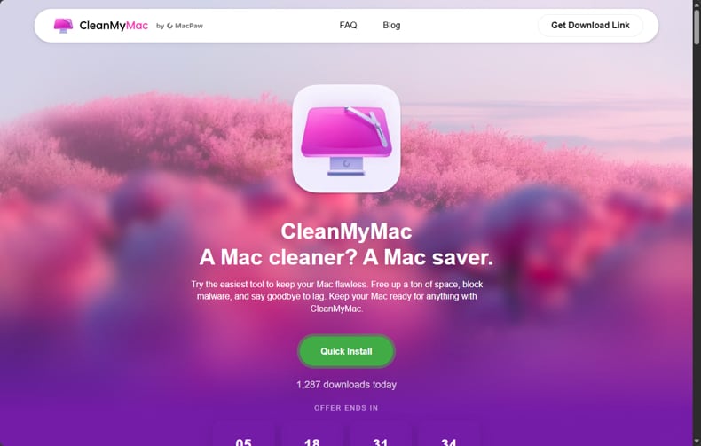 SHub Stealer valse CleanMyMac website cleanmymacos.org (bron: malwarebytes.com)