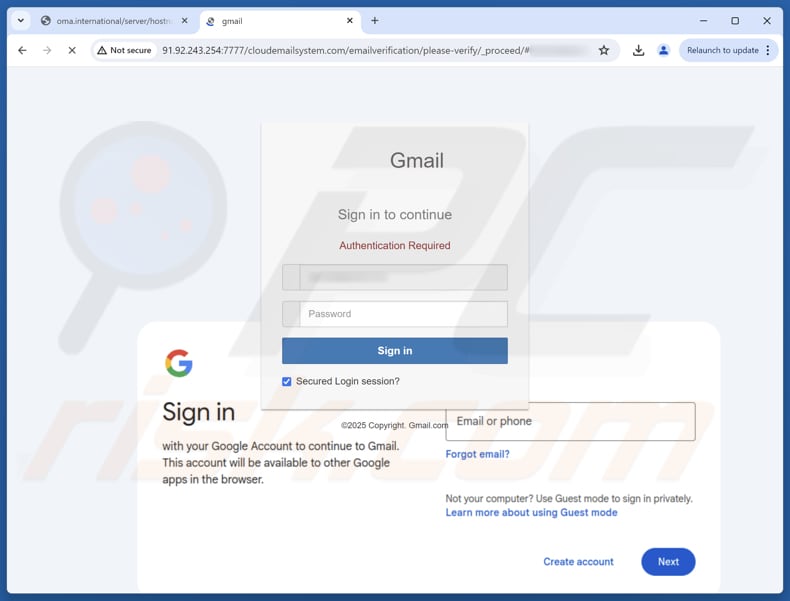 Your Account Will Be Disabled E-mailzwendel via een valse website