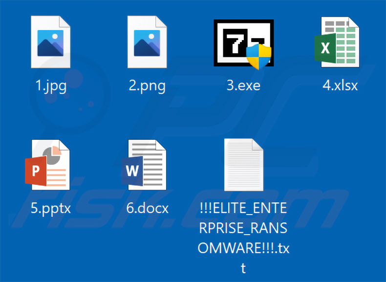 Bestanden versleuteld door Elite Enterprise ransomware (geen extensie toegevoegd)