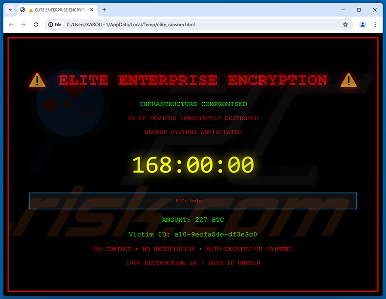 Elite Enterprise ransomware HTML-losgeldnotitie (elite_ransom.html)