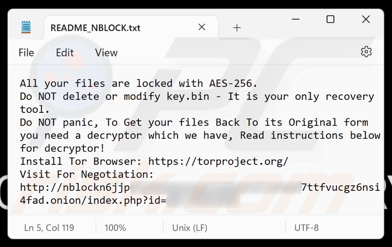 NBLock ransomware tekstbestand (README_NBLOCK.txt)