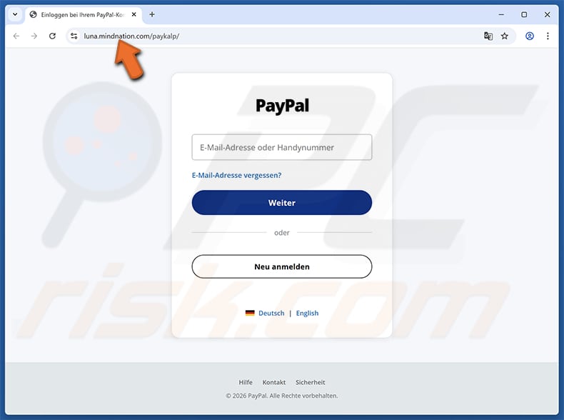 PayPal - Access From A New Device e-mailfraude neppagina