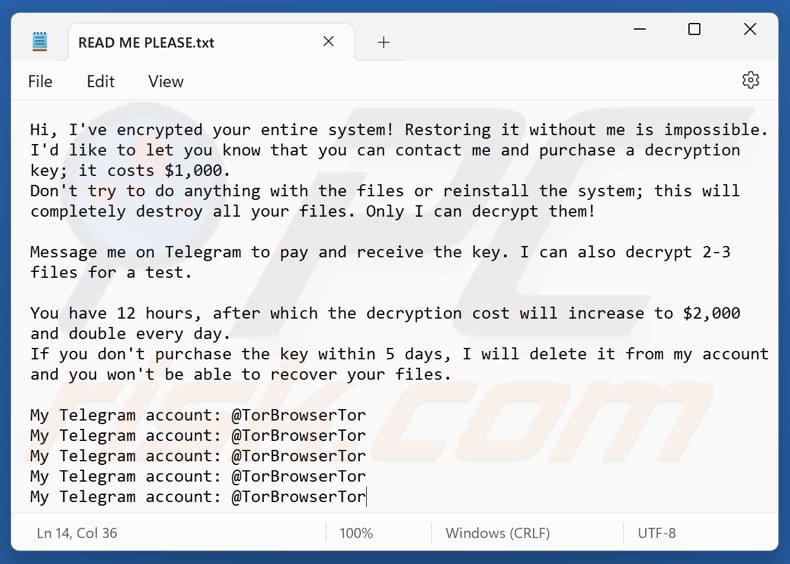 TorBrowserTor ransomware tekstbestand (READ ME PLEASE.txt)