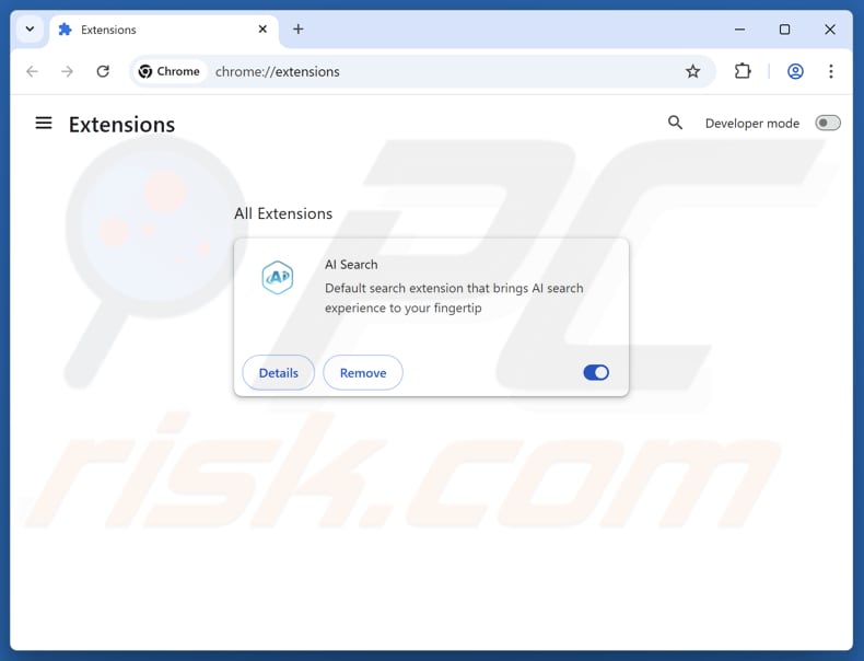 Verwijderen van aisearchapp.net gerelateerde Google Chrome extensies