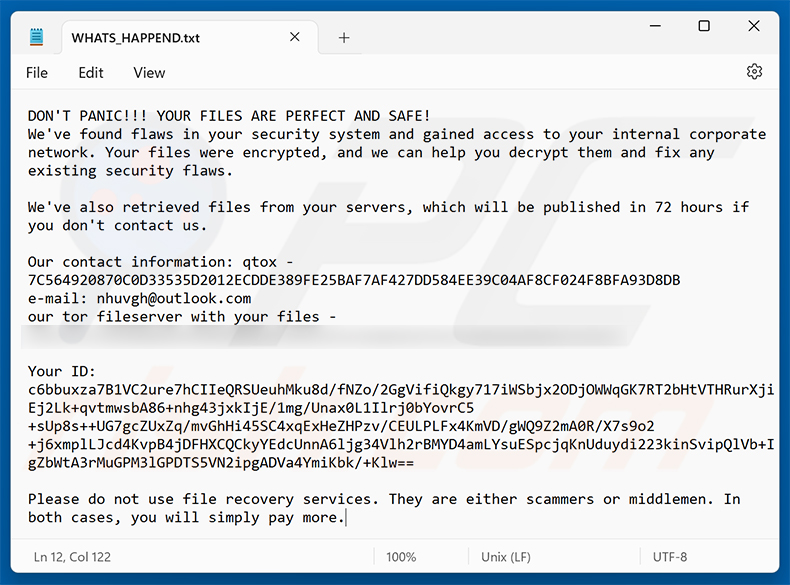 BAVACAI ransomware losgeldbrief (WHATS_HAPPEND.txt)