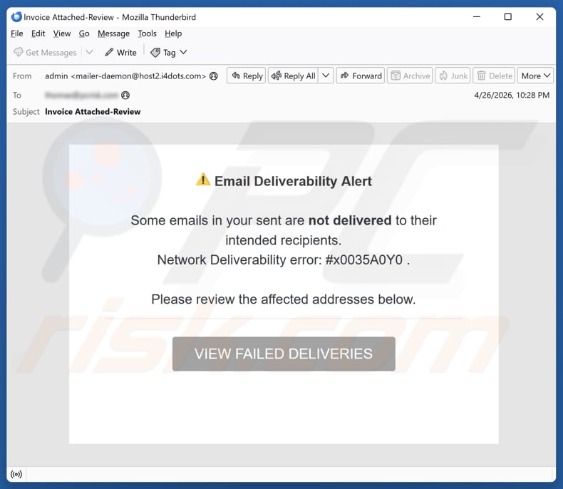 Email Deliverability Alert e-mail spamcampagne