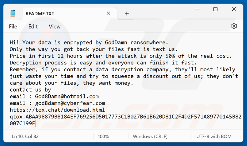 GodDamn ransomware losgeldbrief (README.TXT)
