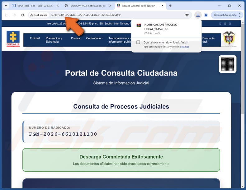 NexusRAT Malware blob-URL geopend via bijlage