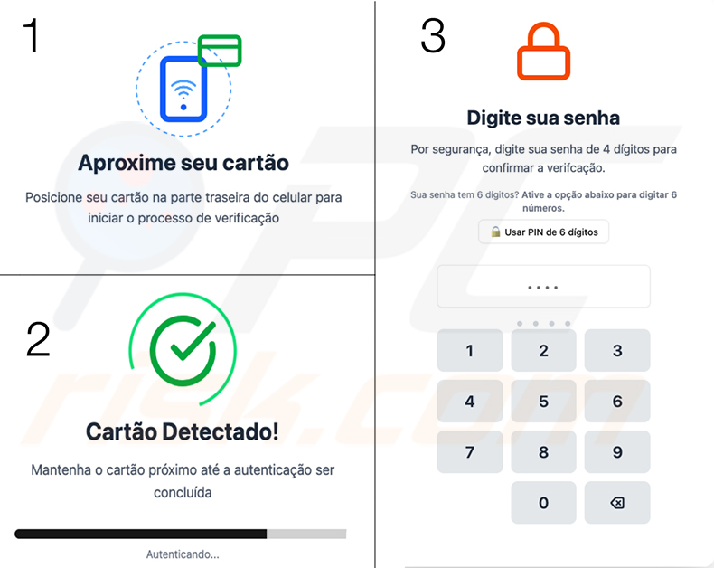 PhantomCard banking trojan nep NFC-kaartverificatiescherm - Portugese variant gericht op Brazilië